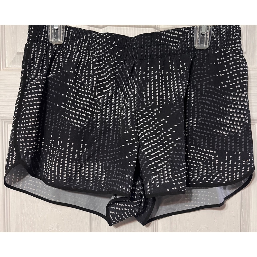 GapFit Women XL‎ Running Shorts Black White Abstract Dot Print Athletic Lined